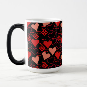 Mug Magic Motif de la Saint Valentin rose, rouge et noir