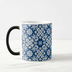 Mug Magic Motif d'ornement boho en blanc-bleu vintage