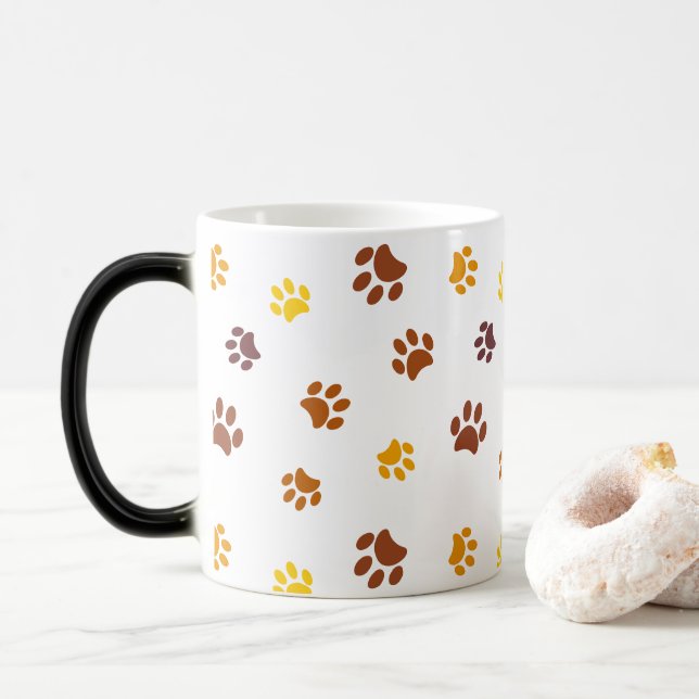 Mug Magic Motif Empreintes de Patte Jaune Orange Marron (Avec donut)
