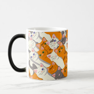 Mug Magic Motif en diagonale du chat noir blanc gingembre