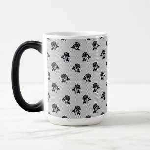 Mug Magic Motif floral de rose vintage noir et blanc