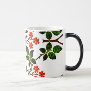 Mug Magic Motif floral du 19e siècle, feuillage vert rose