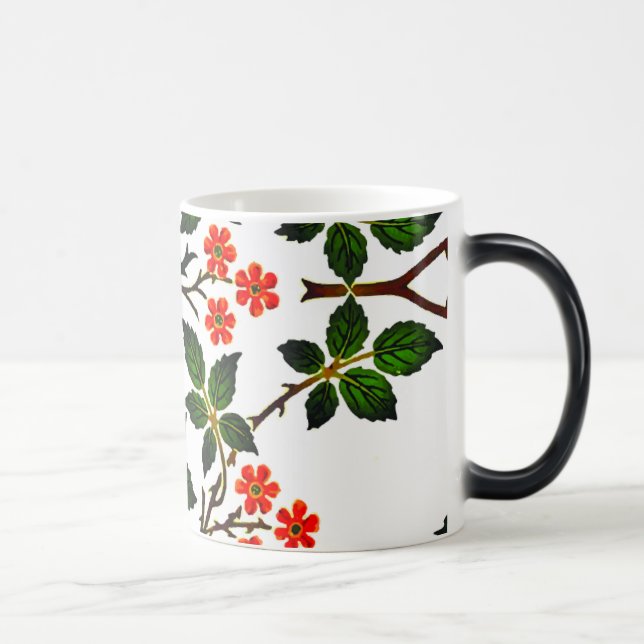 Mug Magic Motif floral du 19e siècle, feuillage vert rose  (Droite)
