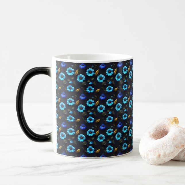 Mug Magic Motif floral fleurs bleues (Avec donut)