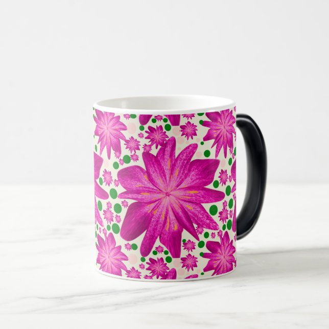 Mug Magic Motif floral rose vif sans couture  (Devant droit)