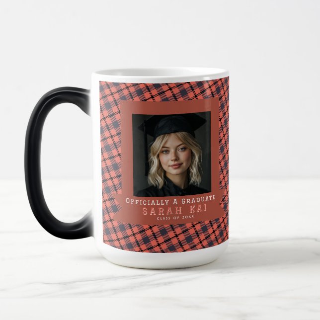 Mug Magic Motif Gingham Gras Année de Diplôme Senior (Gauche)