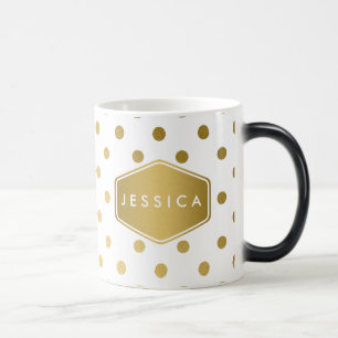 Mug Magic Motif Monogramme Paillettes Or Points de Polka Fém