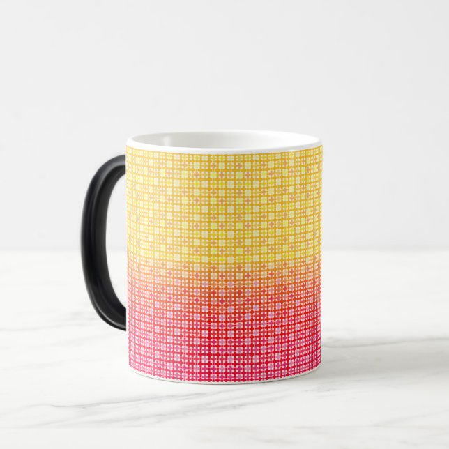 Mug Magic Motif plaid dégradé jaune rouge (Devant gauche)
