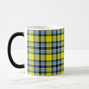Mug Magic Motif plat moderne bleu et jaune Tartan