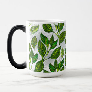 Mug Magic Motif sans couture avec Feuilles de thé vert