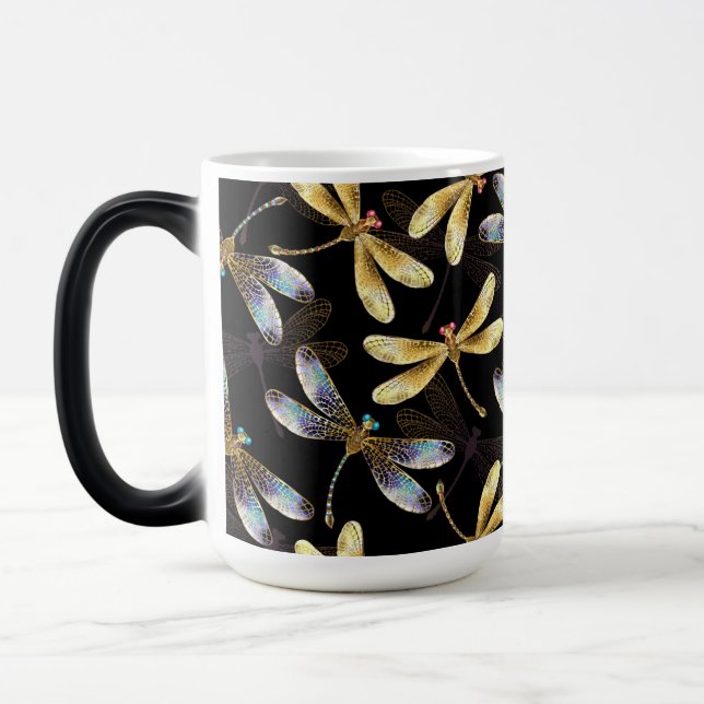 Mug Magic Motif sans couture avec libellules d'or (Gauche)