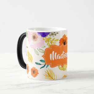 Mug Magic Motif sans couture de feuillage de nom personnalis