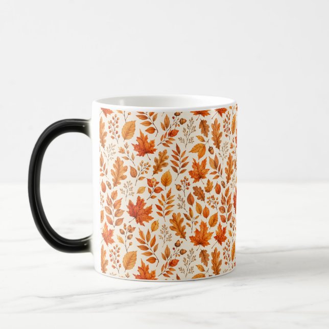 Mug Magic Motif sans couture de feuilles d'automne chaudes (Gauche)