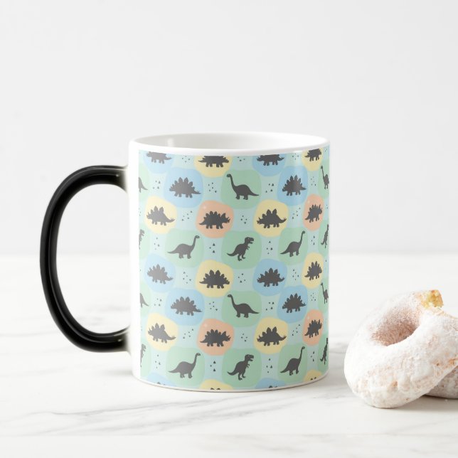 Mug Magic Motif sans couture de silhouette de dinosaure préh (Avec donut)