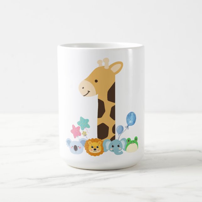 Mug Magic My First Birthday. Giraffe and Happy Animals Desig (Centre)