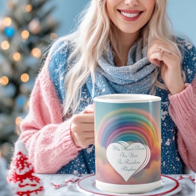 Mug Magic My Heart Beats for You In Rainbow Rhythm Romantic (My Heart Beats for You In Rainbow Rhythm Romantic Color Morph Mug)