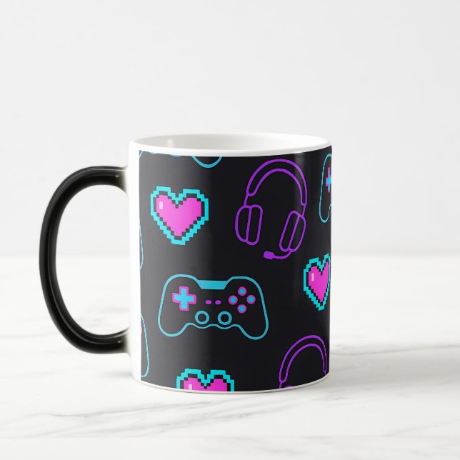 Mug Magic Neon Gamer Controller and Hearts Pattern (Gauche)