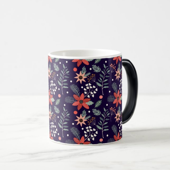 Mug Magic Noël d'hiver Floral Design Motif sans couture (Devant droit)