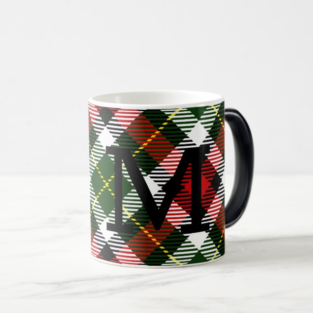 Mug Magic Noël Plaid Monogramme Fête initiale (Devant droit)