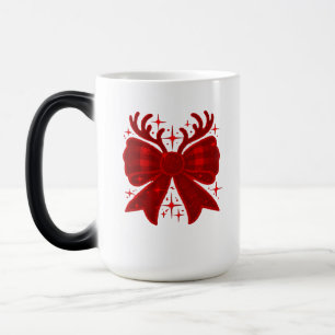 Mug Magic Noeud de Noël Motif Carreaux Rouge