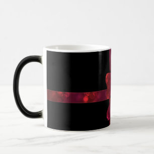 Mug Magic Nœud rouge pailleté et étoiles sur fond noir