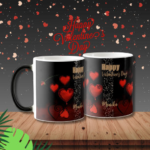Mug Magic Noir aux Coeurs rouges