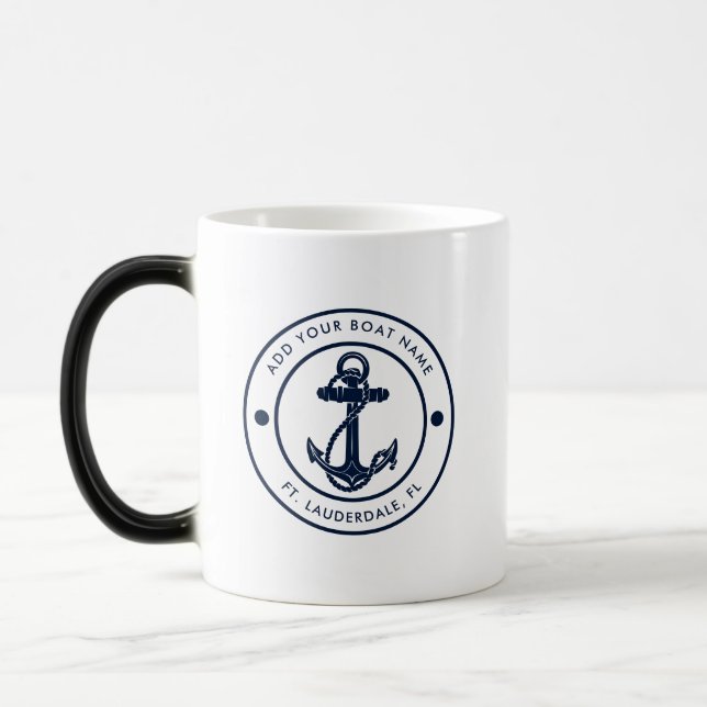 Mug Magic Nom de bateau d'ancre nautique personnalisé (Gauche)