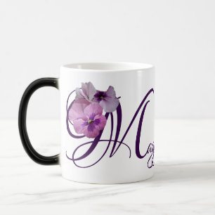 Mug Magic Nom personnalisable Mary purple pansy floral boho