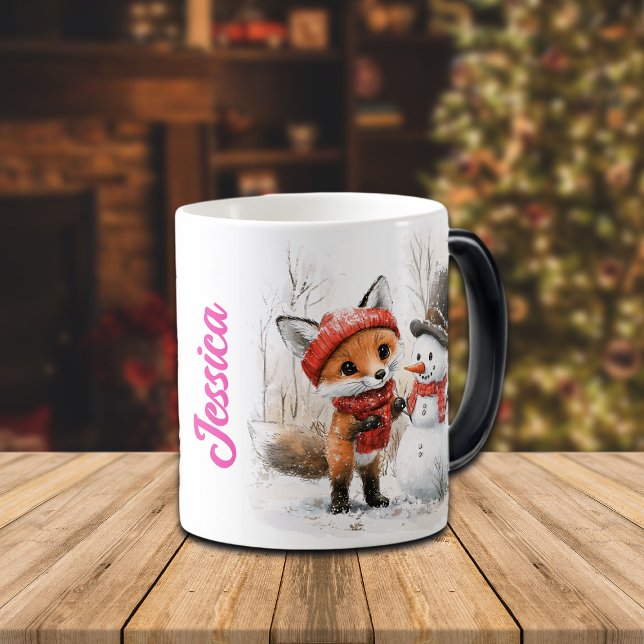 Mug Magic Nom personnalisé Baby Fox et Snowman (Créateur téléchargé)