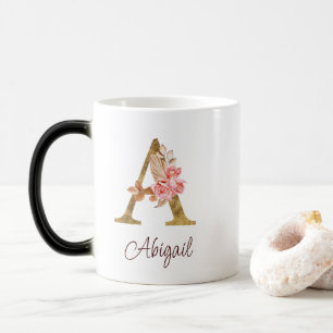 Mug Magic Nom personnalisé Blush Rose Pâle Lettre A en feuil