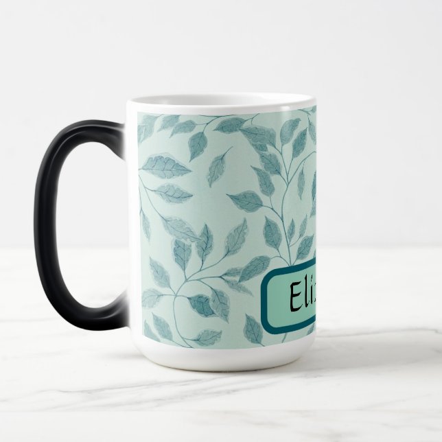 Mug Magic Nom personnalisé botanique bleu vert  (Gauche)