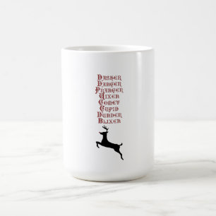 Mug Magic Noms des rennes Rudolph, Comet, Blixen Reindeer