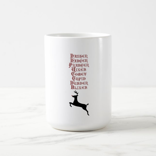 Mug Magic Noms des rennes Rudolph, Comet, Blixen Reindeer (Centre)