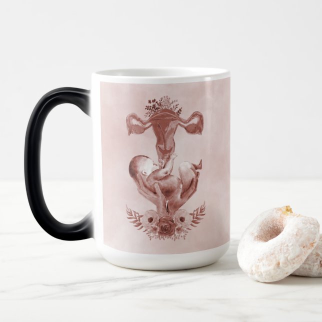 Mug Magic Ob/Gyn Midwoman Florale Enfance Cervix Ovaires (Avec donut)
