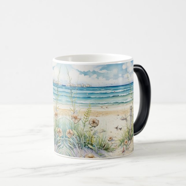 Mug Magic Ocean Waves & Beach Blooms Art Peinture (Devant droit)