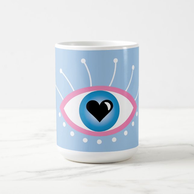 Mug Magic Oeil mal grec avec cils rose bleu (Centre)