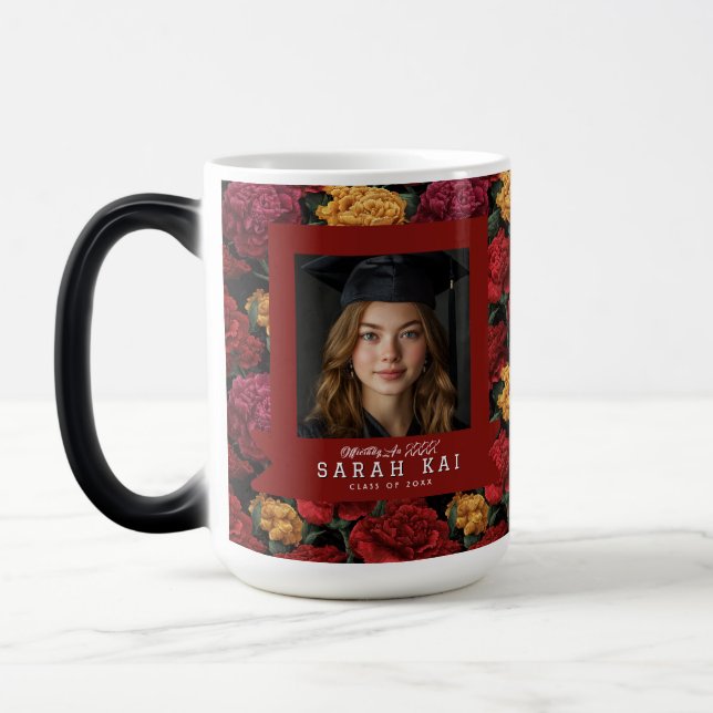 Mug Magic Œillet floral unique Félicitations diplômé (Gauche)