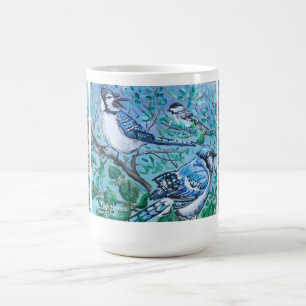 Mug Magic Oiseau moderne observation bleu Jay jaune Finch
