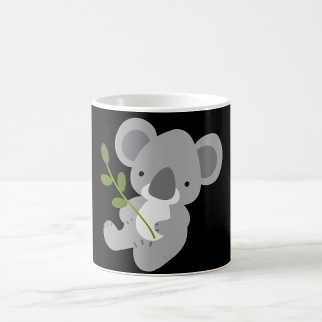 Mug Magic Ours Koala gris mignon avec feuille verte (Centre)