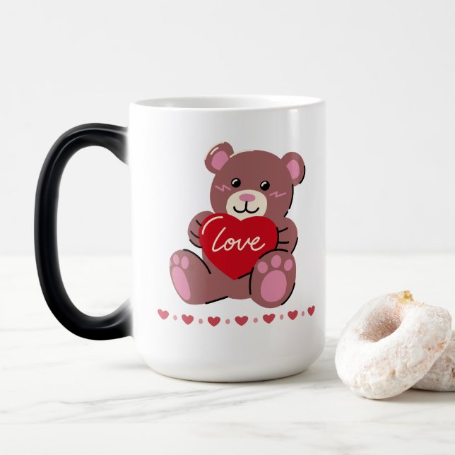 Mug Magic Ours mignon Heureuse Sainte-Valentin (Avec donut)