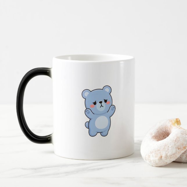 Mug Magic Ours timide de style Kawaii minimal (Avec donut)