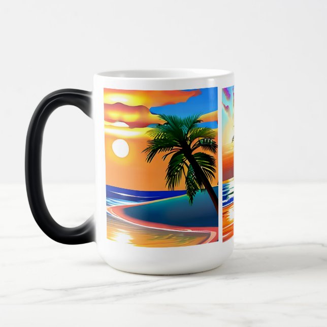 Mug Magic Palmiers tropicaux et couleur océan (Gauche)