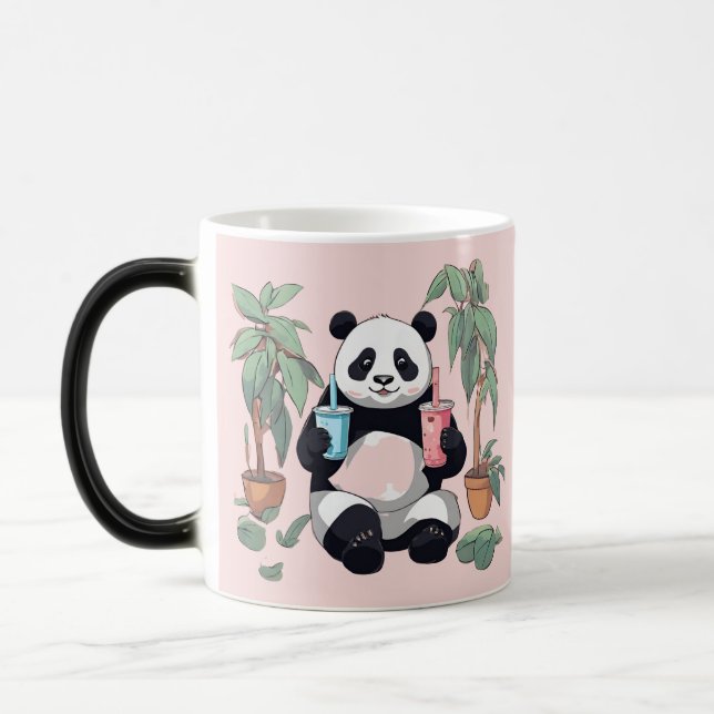 Mug Magic Panda mignon buvant du bubble tea, thé aux perles (Gauche)