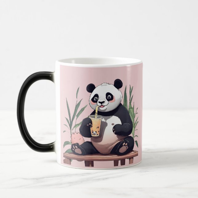 Mug Magic Panda mignon buvant du bubble tea, thé aux perles (Gauche)