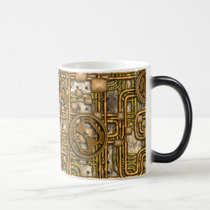 Mug Magic Panneau de Steampunk - vitesses et tuyaux - laiton