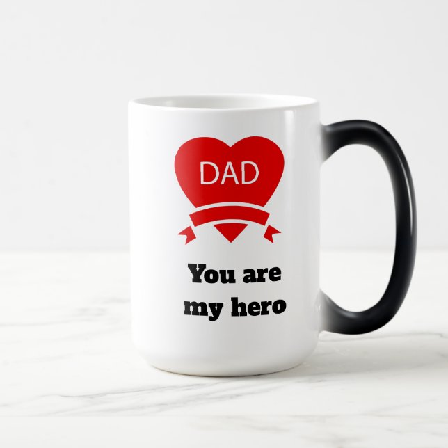 Mug Magic Papa tu es mon héros l Love l Fête des pères (Droite)