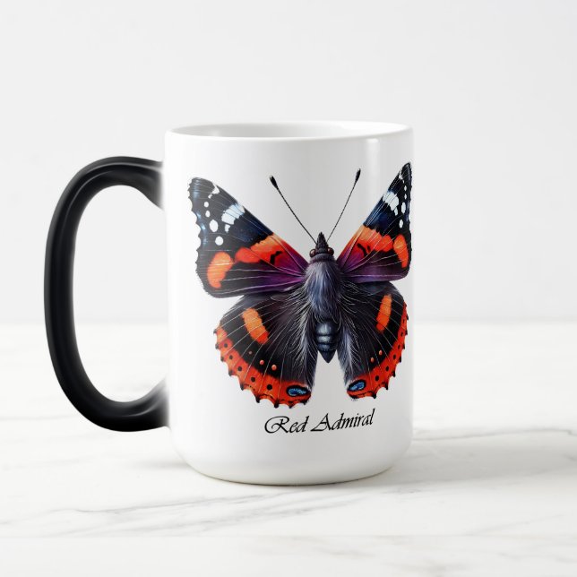 Mug Magic Papillon Amiral Rouge Élégant Wrap (Gauche)