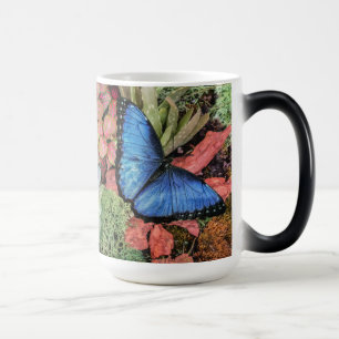 Mug Magic Papillon bleu Morpho Floral Nature Art