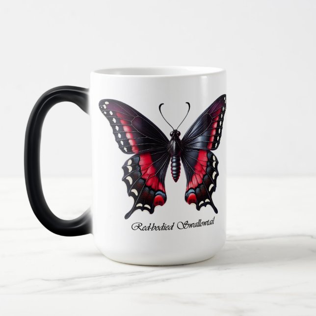 Mug Magic Papillon élégant à corps rouge Swallowtail Wrap  (Gauche)