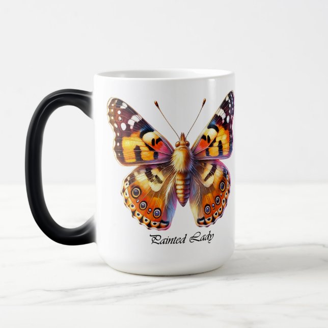 Mug Magic Papillon élégant "Painted Lady" enroulé (Gauche)